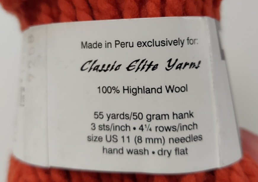 Vintage Classic Elite TWO.TWO yarn Orange 1585, 6 skeins, 50gram, 100% Wool, NEW