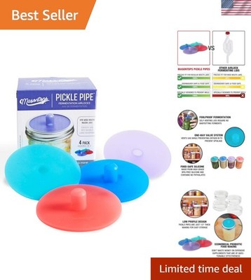 Multicolor Pickle Pipes - Dishwasher Safe Fermentation Lids for Easy Storage