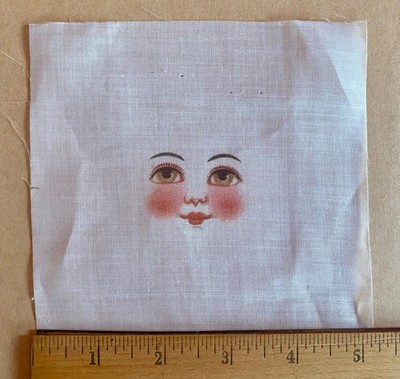 Original c. 1900 Babyland Rag Doll Face, Unused Old Factory Stock, Antique