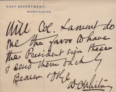 WILLIAM COLLINS WHITNEY - AUTOGRAPH NOTE SIGNED
