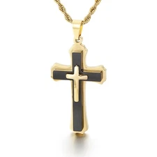 Men Silver Black Gold Stainless Steel Cross | Cross Pendant Necklace | Cross