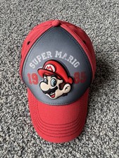 Super Mario kids boys hat cap one size SnapBack red gray foam adjustable 1985