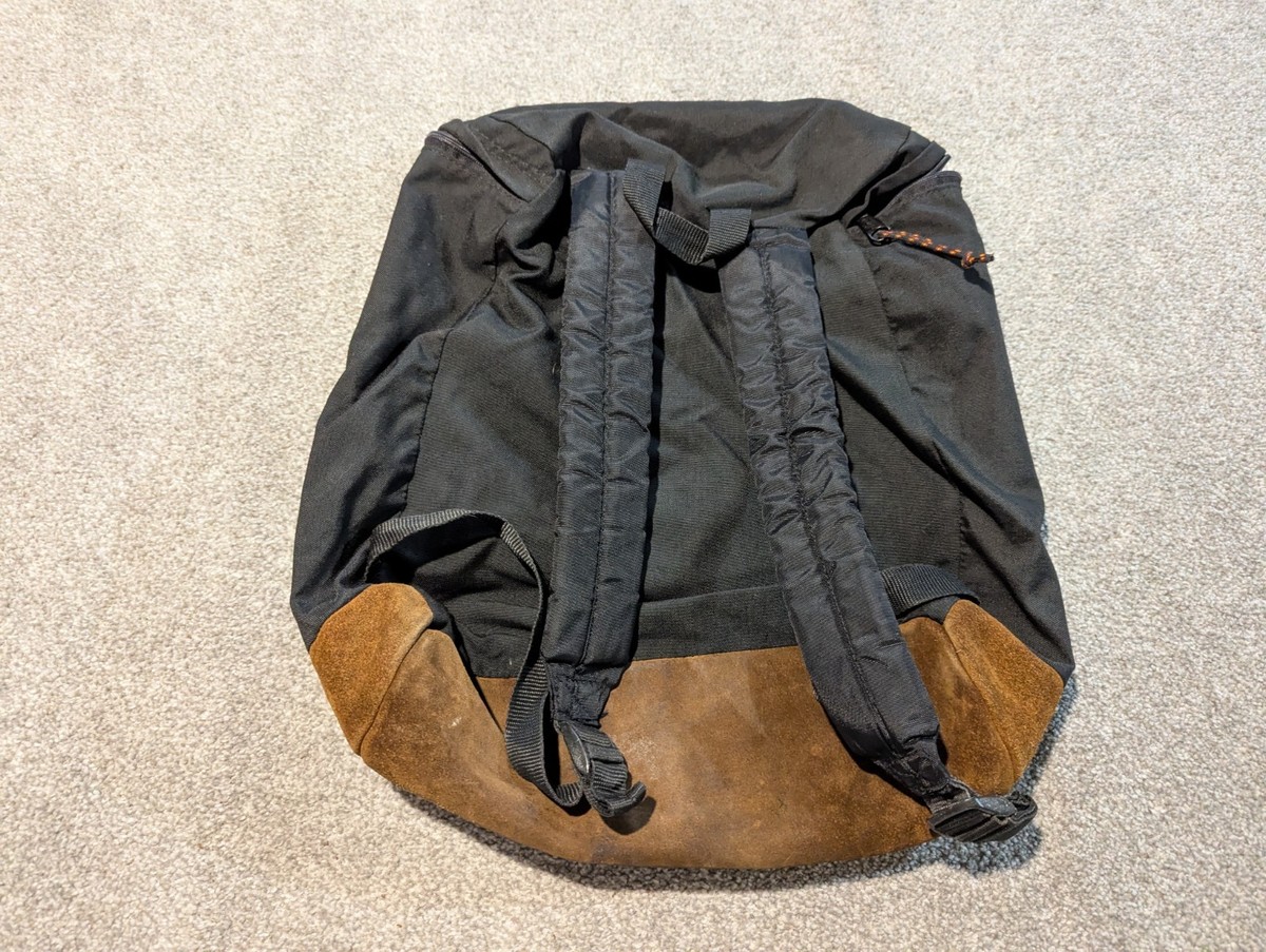 Vintage Eastpak Backpack Black Aztec Geometric Stripe Suede