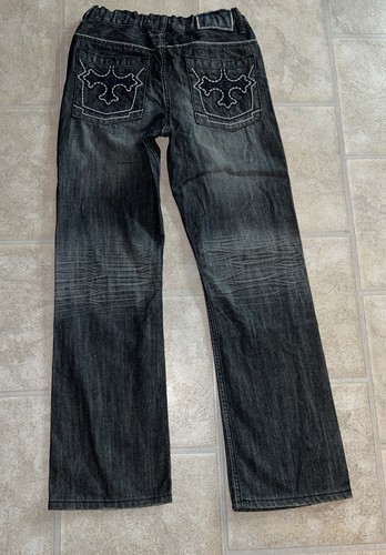 Helix Jeans Boys Size 18 Slim Boot Denim Dark Wash Distressed Bootcut - Picture 8 of 10