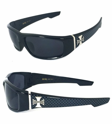 Gafas de sol de para hombre - negro brillante Big Choppers logotipo cruzado C39 | eBay