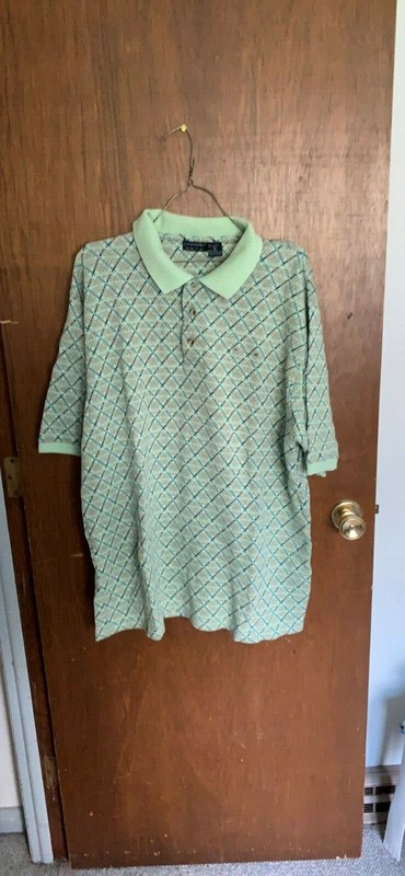 Men's XL Golf Shirt, Chipshot, green print, 100% cotton
