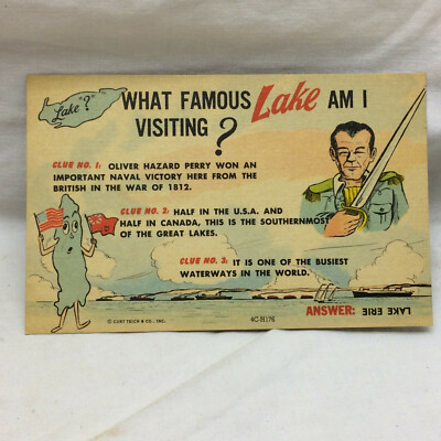 Vintage Postcard Lake Erie Ohio What Famous Lake Am I Scene 