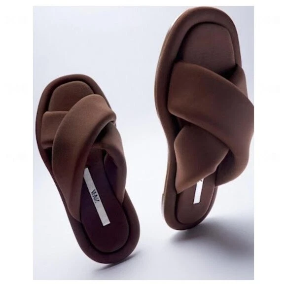 zara flat quilted sandals
