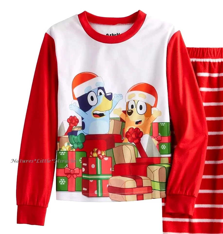 Disney Azul Navidad Pijama Niño Talla 4 6 8 Camisa Pantalón Perro Juego Familiar Foto 2 de 2