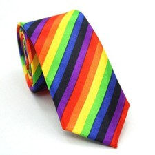 NEW Rainbow LGBT Gay and Lesbian Pride Skinny Slim Tie Narrow 2" Wide Necktie
