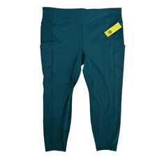 NWT All In Motion Teal Cropped Leggings Side Pockets Plus Size 3X Ribbed Panels
