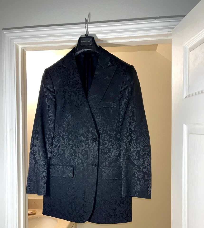 VERSACE Collection MEN Suit Black Barocco Jacquard Blazer Dinner Jacket Long VTG - Image 3 of 4