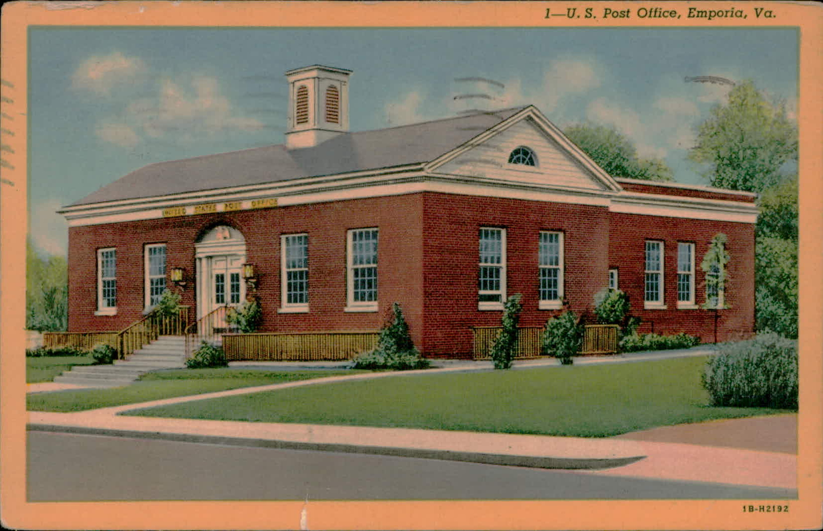 Postcard UNITED STATES POIT OFFICE 1U.S. Post Office, Emporia, Va. 1