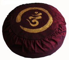 Meditation Cushion Zafu Pillow Buckwheat Fill "Calligraphy Om in Zen Circle "