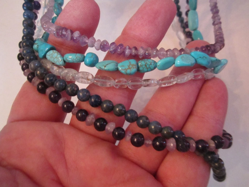 NAKAMOL GEMSTONE  NECKLACE - AMETHYST TURQUOISE 226g TW - MASSIVE - 32" -BBA-31 - Image 4 of 4