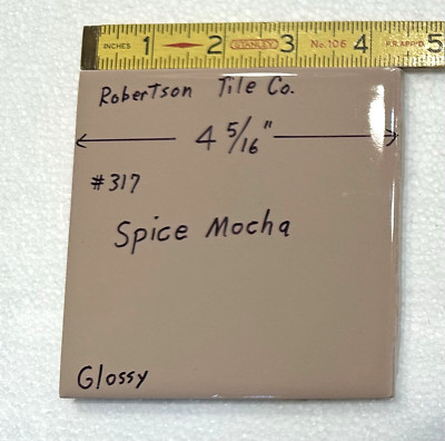 1 pc. Spiced Mocha - Light Brown: 4-5/16'' Glossy Ceramic Tile by Robertson, NOS