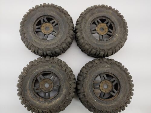 4x Proline Trencher #1160 1/8 Monster Truck Tires on 17mm Hex Wheels Used - Picture 1 of 8