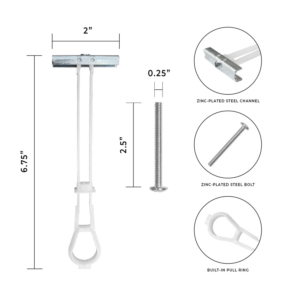 Paquete de 400 anclajes de palanca rápida de 1/4"-20 + pernos para paneles de yeso, pernos y bloque de hormigón Foto 3 de 4