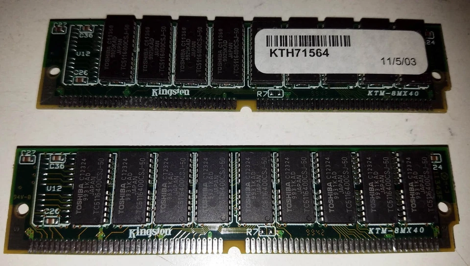2x 64 MB Kingston 72 Pin FPM DRAM ECC SIMM KTH715/64 (for HP Apollo 9000 Series) - Image 2 of 2