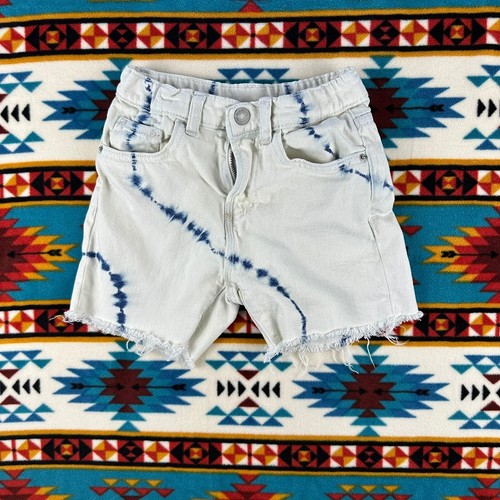 Zara Tie Dye Denim Shorts Raw Hem Casual Cute Kid's Size 6