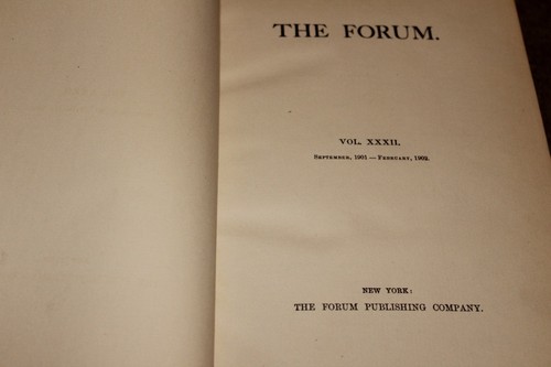 The Forum 1901-1902 Vol XXXII New York Publishing Antique Book - Picture 2 of 2