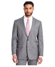 Brooks Brothers Mens Classic fit Suit Jacket Blazer 42 S Mid Gray Plaid Wool