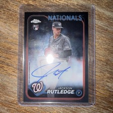 2024 Topps Chrome Jackson Rutledge Rookie Auto Card #RA-JRU Washington Nationals. rookie card picture