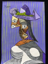 pablo picasso drawing and painting on old paper signed stamped vintage