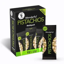 Wonderful Pistachios In Shell, Roasted & Salted Nuts, 1.5 Ounce Bag (Pack of 9)