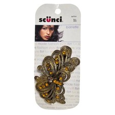 00s - 05s DEADSTOCK Scunci yellow rhinestones ornate butterfly barrette