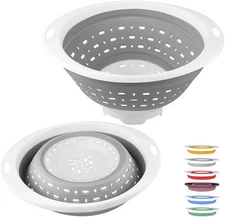 QiMH Collapsible Colander and Strainer, 5 Quart(1.25 gal), Heavey Light Grey 