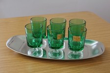 6 Luminarc Cavalier France Likör- oder Schnapsgläser Shot grün 70er Ø 4cm Tablet