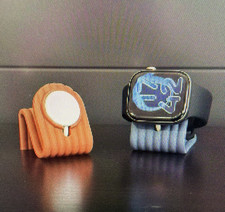 Apple Watch Charging Stand Dock Holder, Orange Silicone, Universal Size
