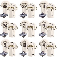 SALE Custom Player Brewers 2026 World Series NL Champions Home Cream Jersey