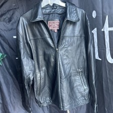 Vintage 1990s AMERICAN CLASSICS COLEBROOK Mens Black Leather Jacket Size XL