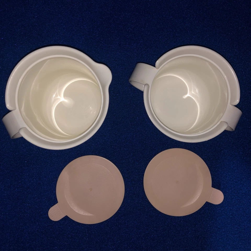 Vintage Tupperware Cream & Sugar Set Pink Lids #2309 #2310 1980"s - Image 3 of 4