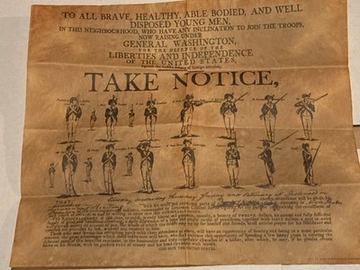 Call To Arms Under General Washington Aged Parchment Paper Vintage 1976 Souvenir