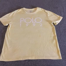 Polo Ralph Lauren Shirt Mens Large Yellow POLO 1992 Graphic Custom Slim Fit Tee