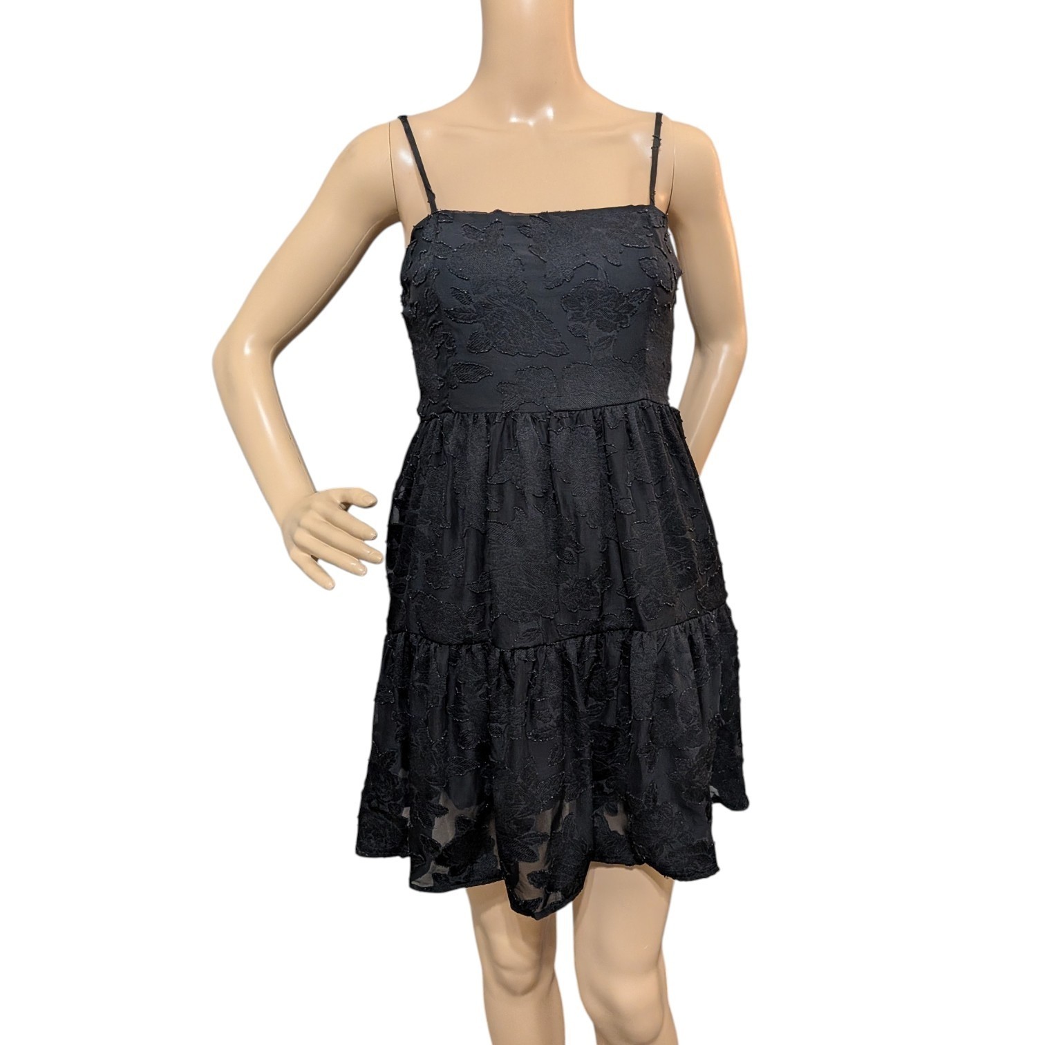 Black lace babydoll dress with adjustable straps Size Small by Forever 21