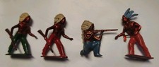 Lot Of 4 CRESCENT VINTAGE LEAD FIGURE - AMERICAN INDIAN England BRITAINS