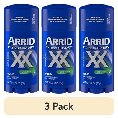 3 pack Arrid XX Extra Extra Dry Solid Antiperspirant Deodorant, Ultra Fresh, 2.6