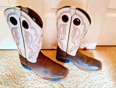 Justin Youth 4D Cowboy Western Boot Chocolate Bisonte Leather/Embroidered 305JR