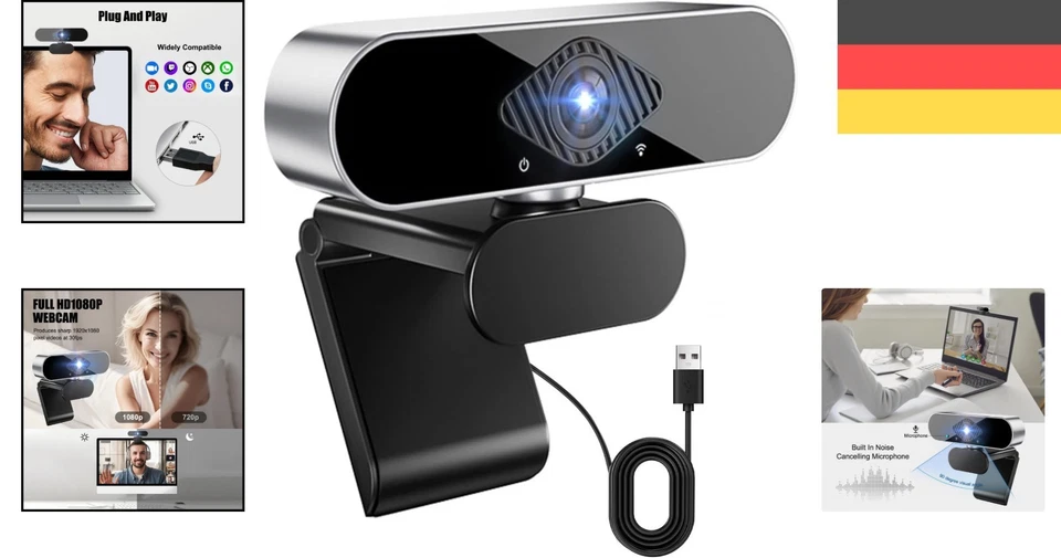 Vielseitige Webcam mit 1080p HD Auflösung und breiter Kompatibilität für PCs - Bild 2 von 4