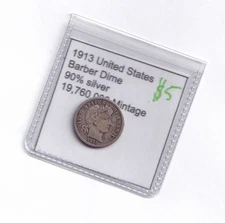 Better 1913 Barber Dime 90% Silver Coin United States