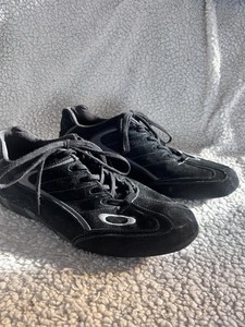 Oakley Carbon X Shoes Mens Size 10 Black Suede Driving Racing Athletic Sneaker 2015 Rare Oakley Drag Racing Carbon X Black/White Suede Mid  main image 4