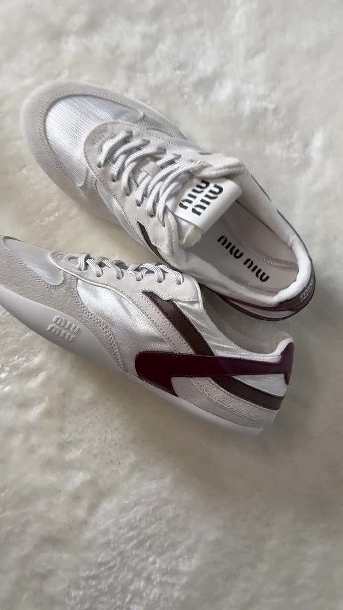 MIU MIU Gymnasium $1050 White/Burgundy Sneakers New & Authentic | eBay