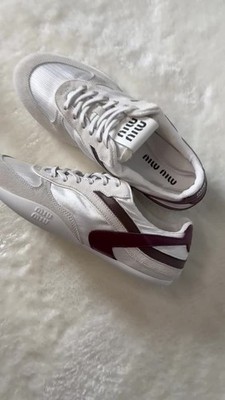 MIU MIU Gymnasium $1050 White/Burgundy Sneakers New & Authentic | eBay