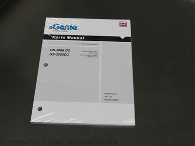 Terex Genie GS-2668 DC, GS-3268DC Scissor Lift Parts Manual Exploded View Book