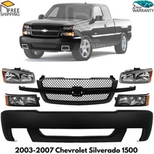 Front Bumper Cover Primed Headlight Kit For 2003-2007 Chevrolet Silverado 1500