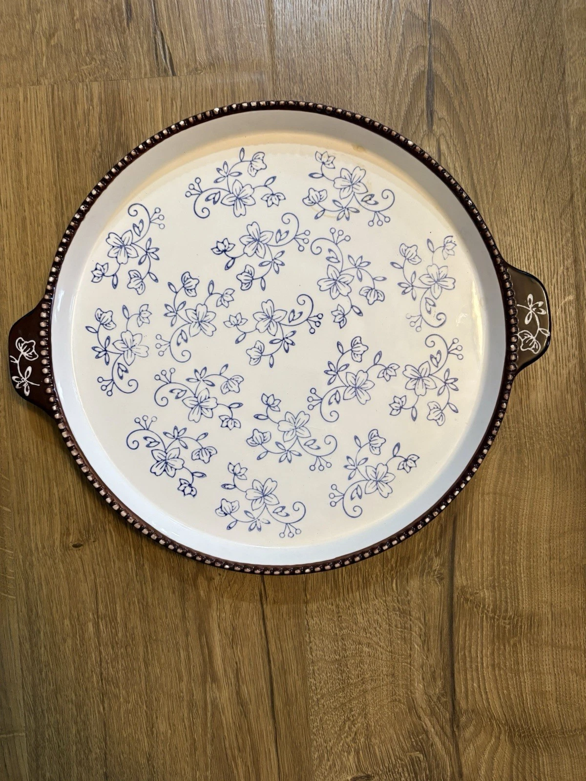 Temp-Tations By Tara Blue Floral Lace Serving Tray Or Tart Pan